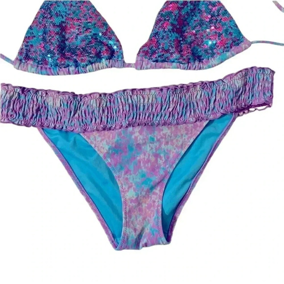 Victoria Secrets Sequins Blue and Purple Bikini Set, Swim Suit Summer - Picture 3 of 11